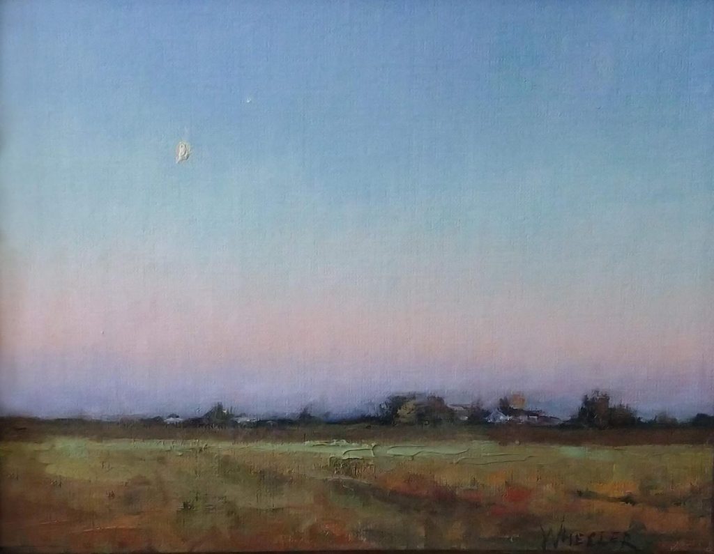 Oil painting of evening over the plains